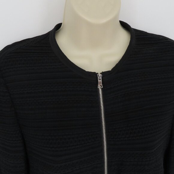 Rebecca Taylor Womens 6 Black Textured Stripe Full Zip Lightweight Jacket Blazer - Picture 2 of 9